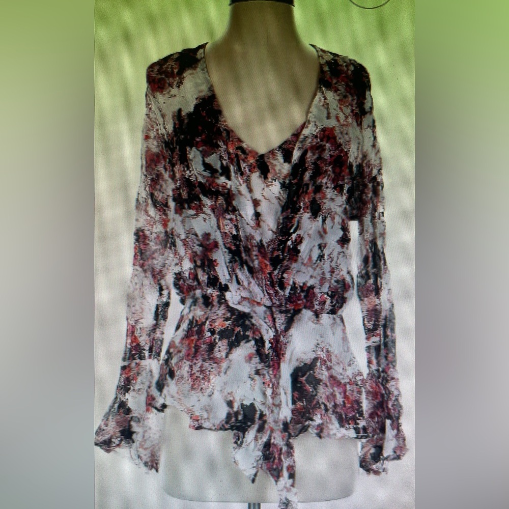 IRO Abstract Floral Print Blouse - Red and Black